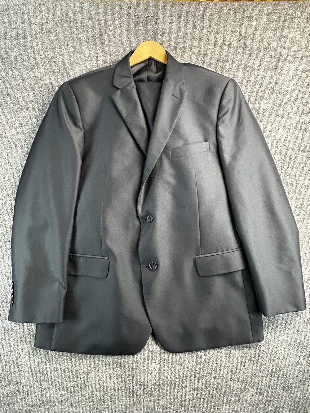 Sonneti Uomo 44R 2 Pc Suit Black Super 150's MicroTech 38x30 Hand Tailored - Picture 1 of 16